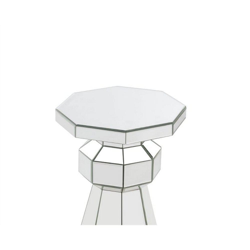 Mirrored Pedestal with Flared Base and Octagonal Top Silver By Casagear Home BM250274