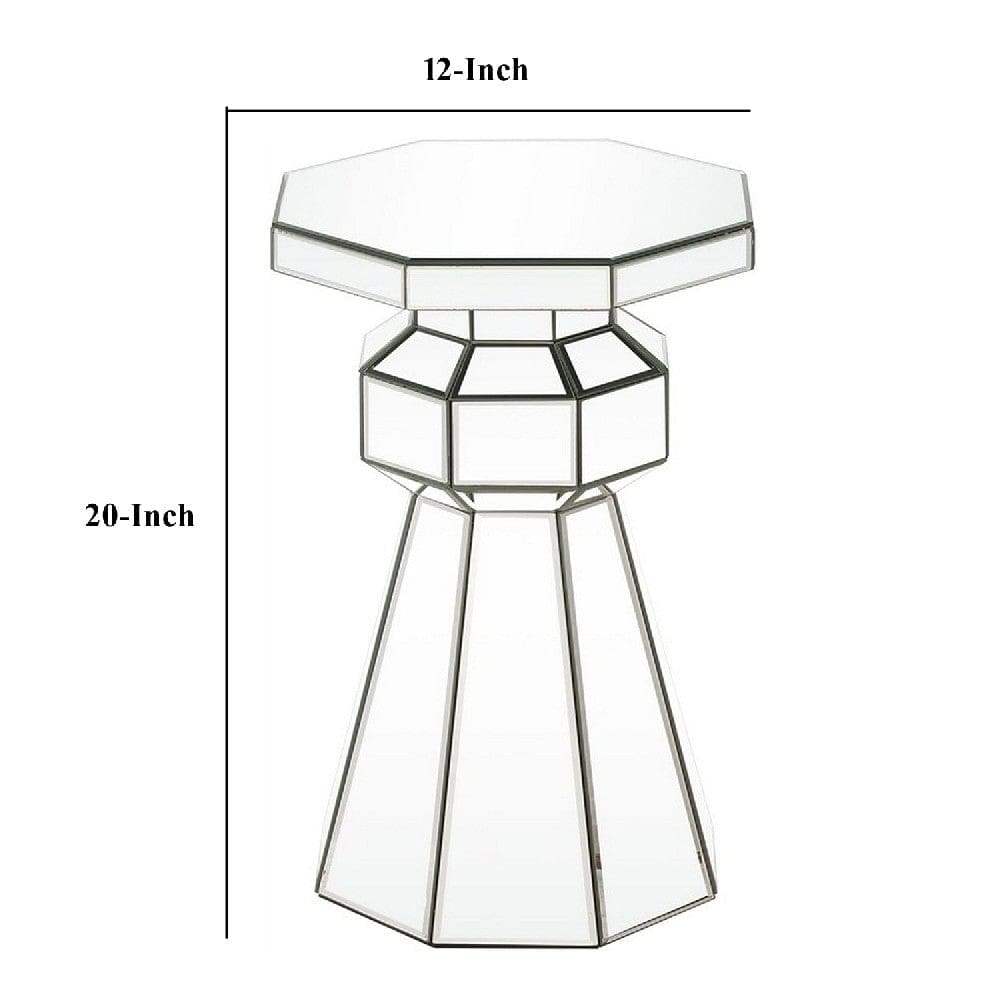 Mirrored Pedestal with Flared Base and Octagonal Top Silver By Casagear Home BM250274