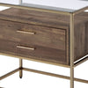 Accent Table with 2 Drawers and Metal Frame Glass Top Brown and Gold By Casagear Home BM250320