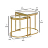 2 Piece Nesting Table with Half Oval Shape Metal Frame Gold By Casagear Home BM250328