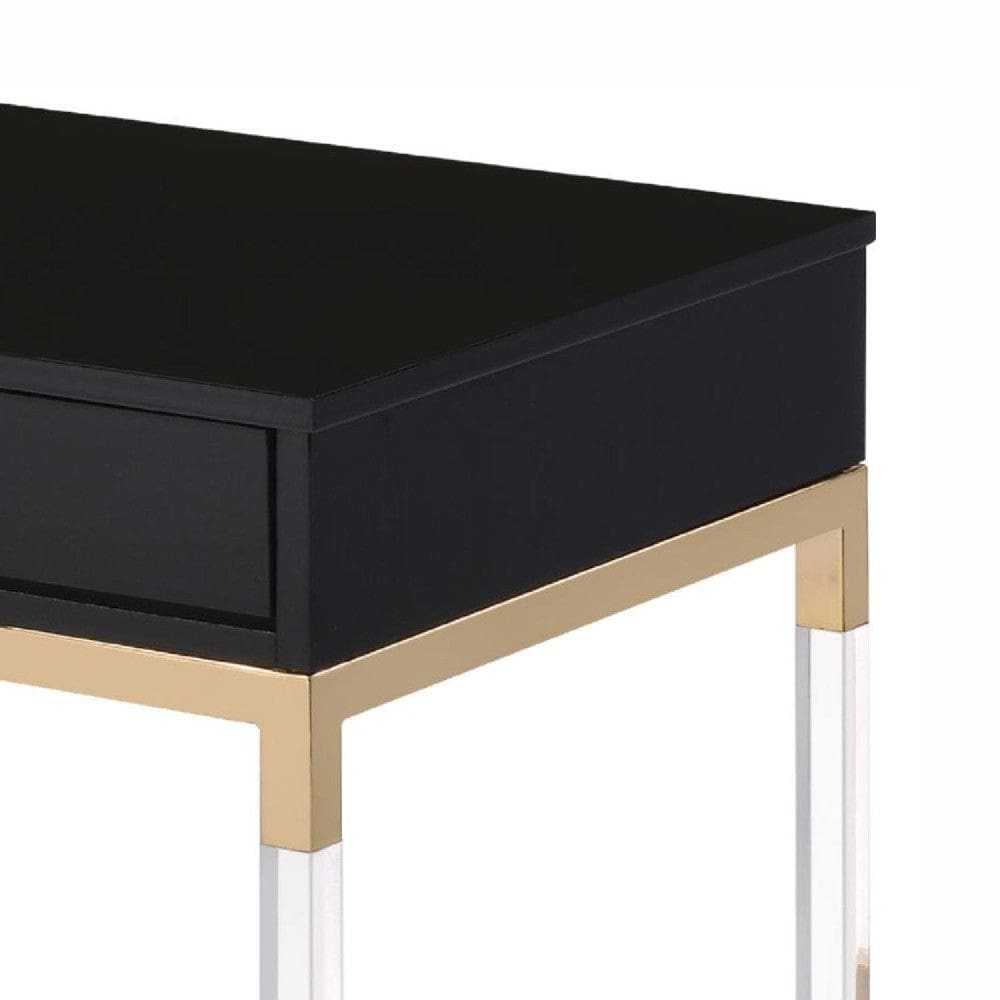 Metal Base Framed End Table Black and Gold By Casagear Home BM250338