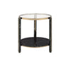 End Table with Glass Top and Faux Marble Shelf Black and Gold By Casagear Home BM250391