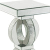 Accent Table with Interconnected Rings and Mirror Trim Large Silver By Casagear Home BM250398