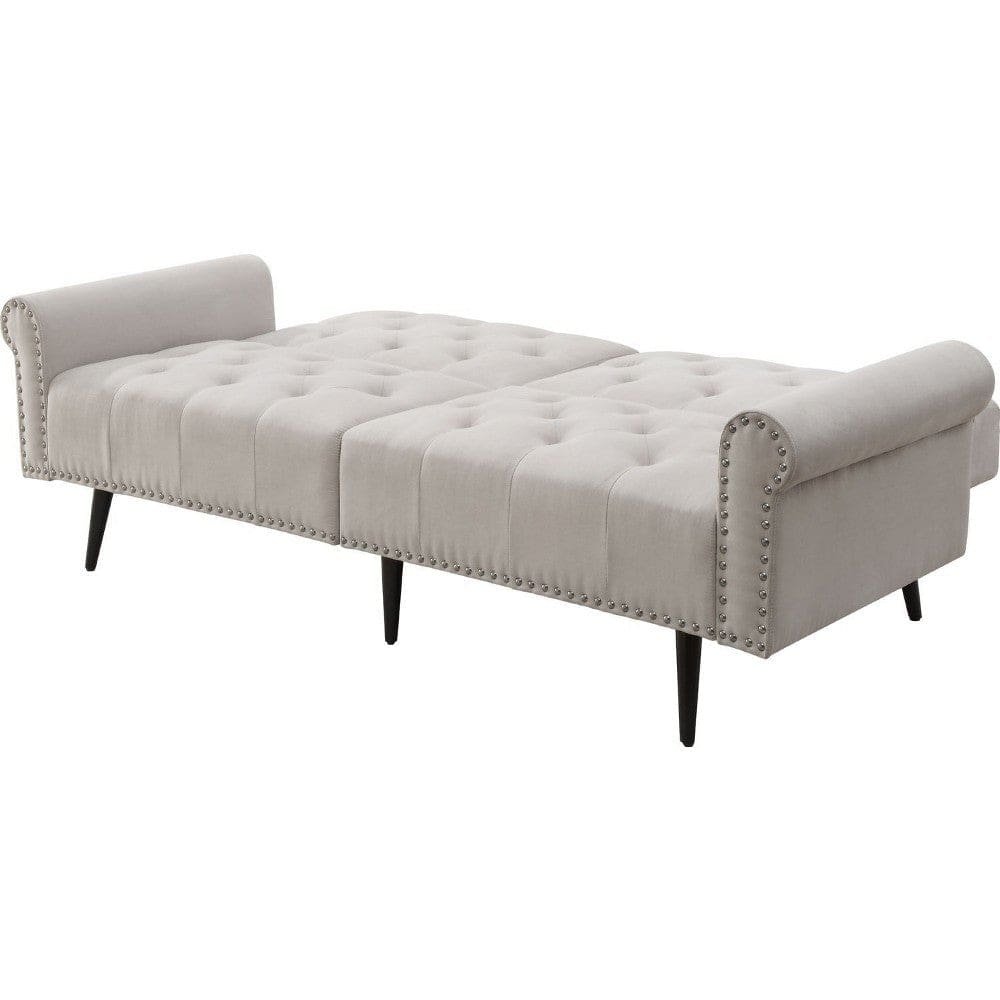 Adjustable Sofa with Button Tufting and Rolled Arms White By Casagear Home BM250414