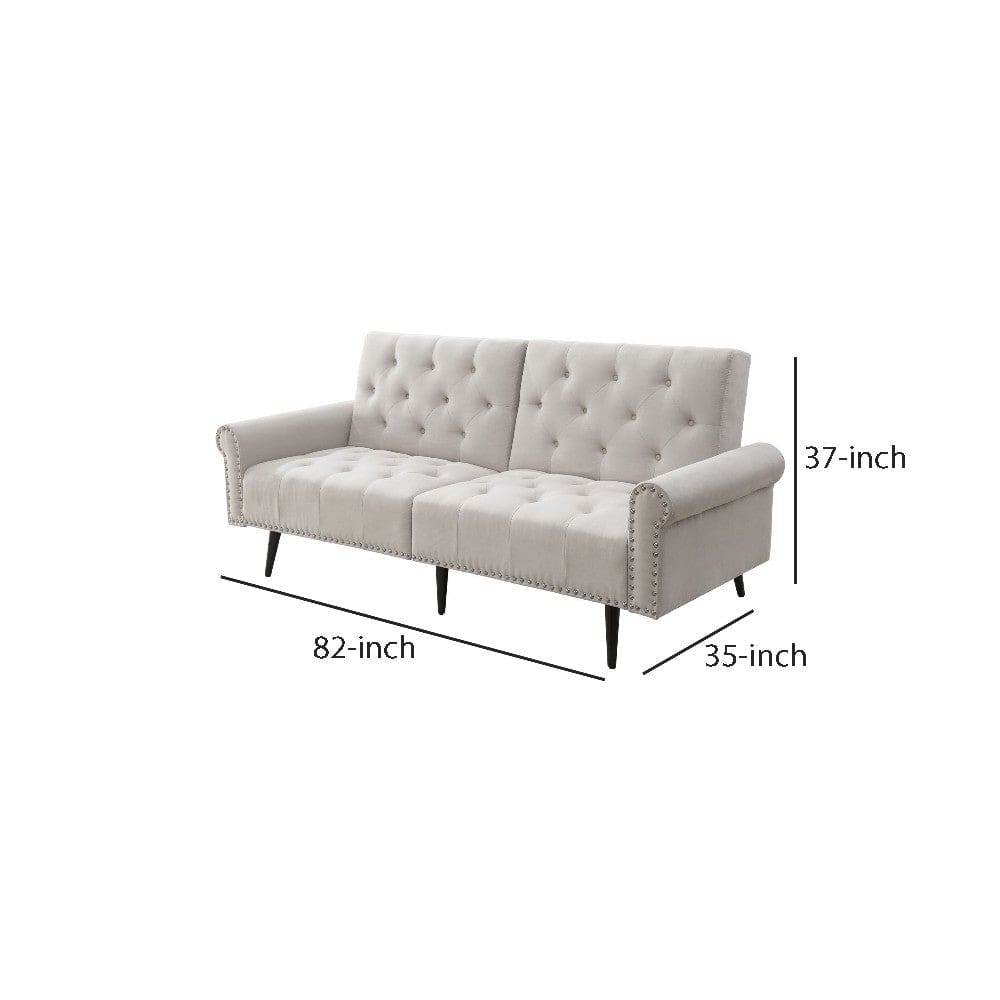 Adjustable Sofa with Button Tufting and Rolled Arms White By Casagear Home BM250414