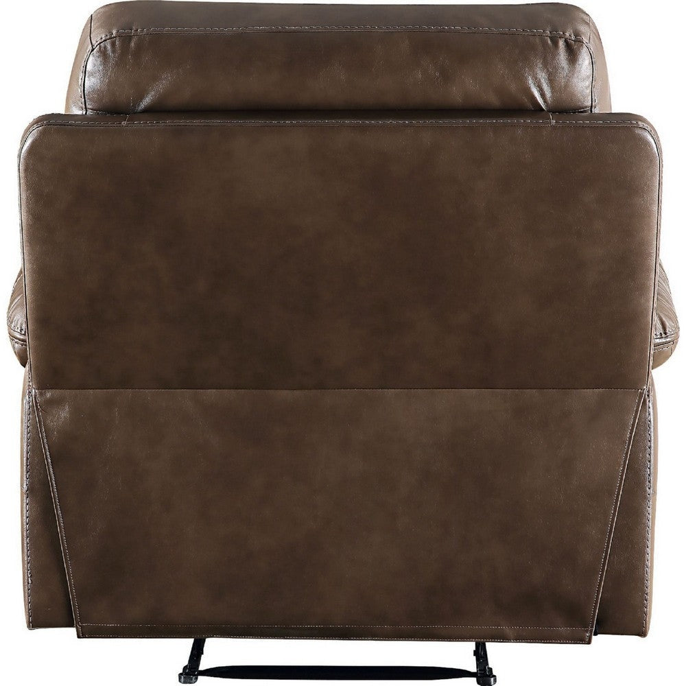 Leatherette Power Recliner with Nailhead Trim Accent Brown By Casagear Home BM250552