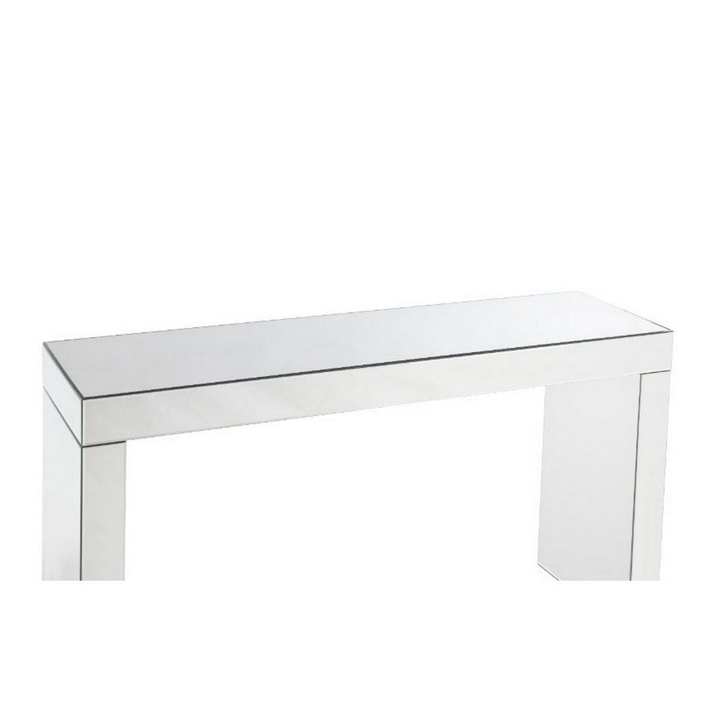 Writing Desk with Mirror Panel Frame and Panel Base Silver By Casagear Home BM250565