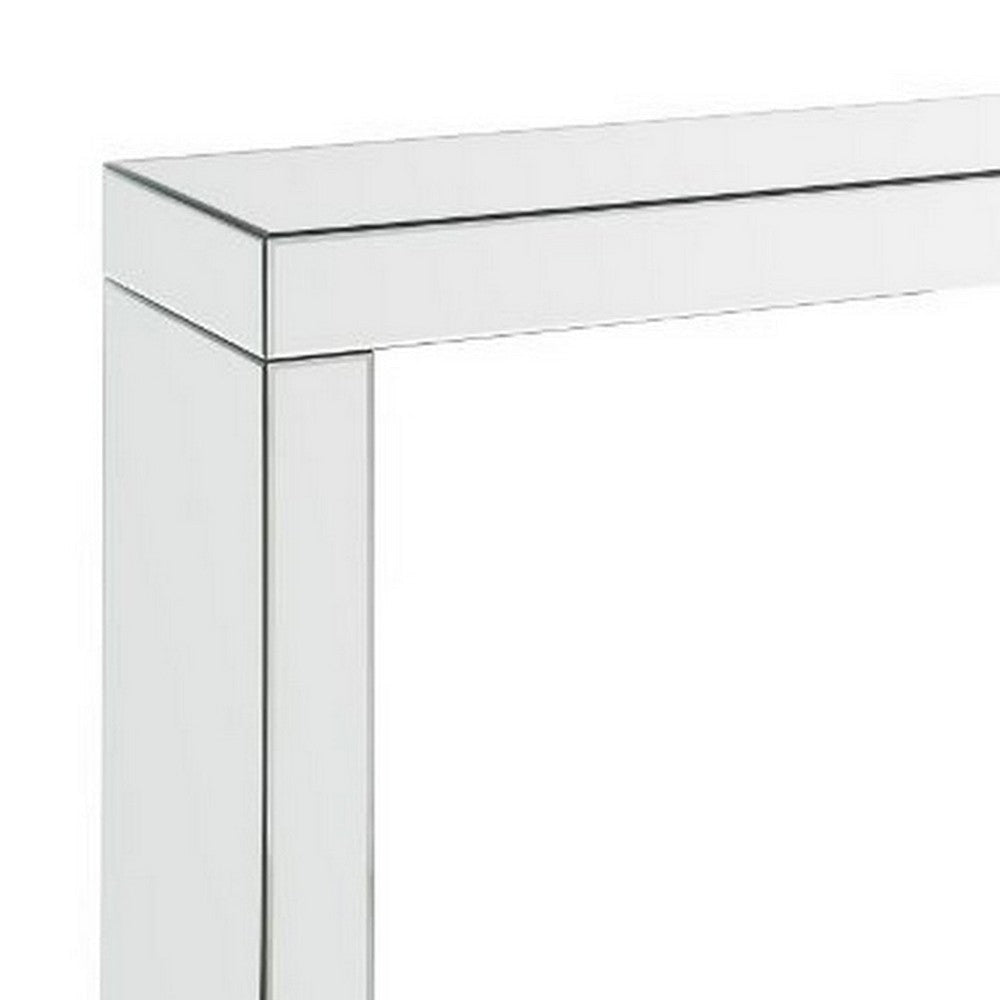 Writing Desk with Mirror Panel Frame and Panel Base Silver By Casagear Home BM250565