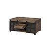 Coffee Table with 2 Barn Sliding Glass Doors and Pull Out Tray Brown By Casagear Home BM250675