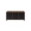 Coffee Table with 2 Barn Sliding Glass Doors and Pull Out Tray Brown By Casagear Home BM250675