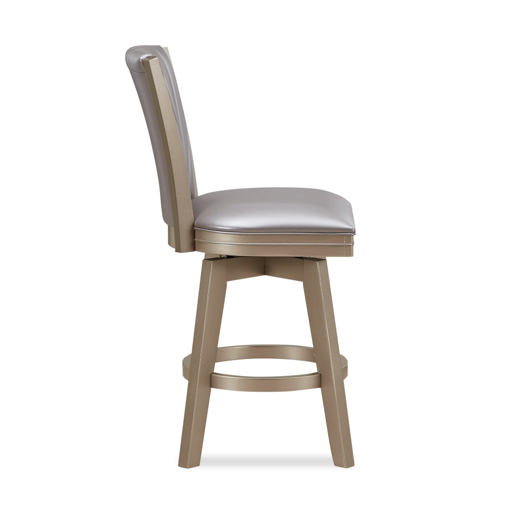 Counter Height Stool with Padded Stitched Back Pearl Gray By Casagear Home BM250964