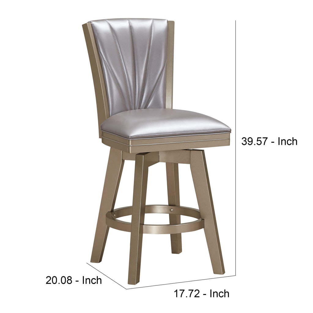 Counter Height Stool with Padded Stitched Back Pearl Gray By Casagear Home BM250964