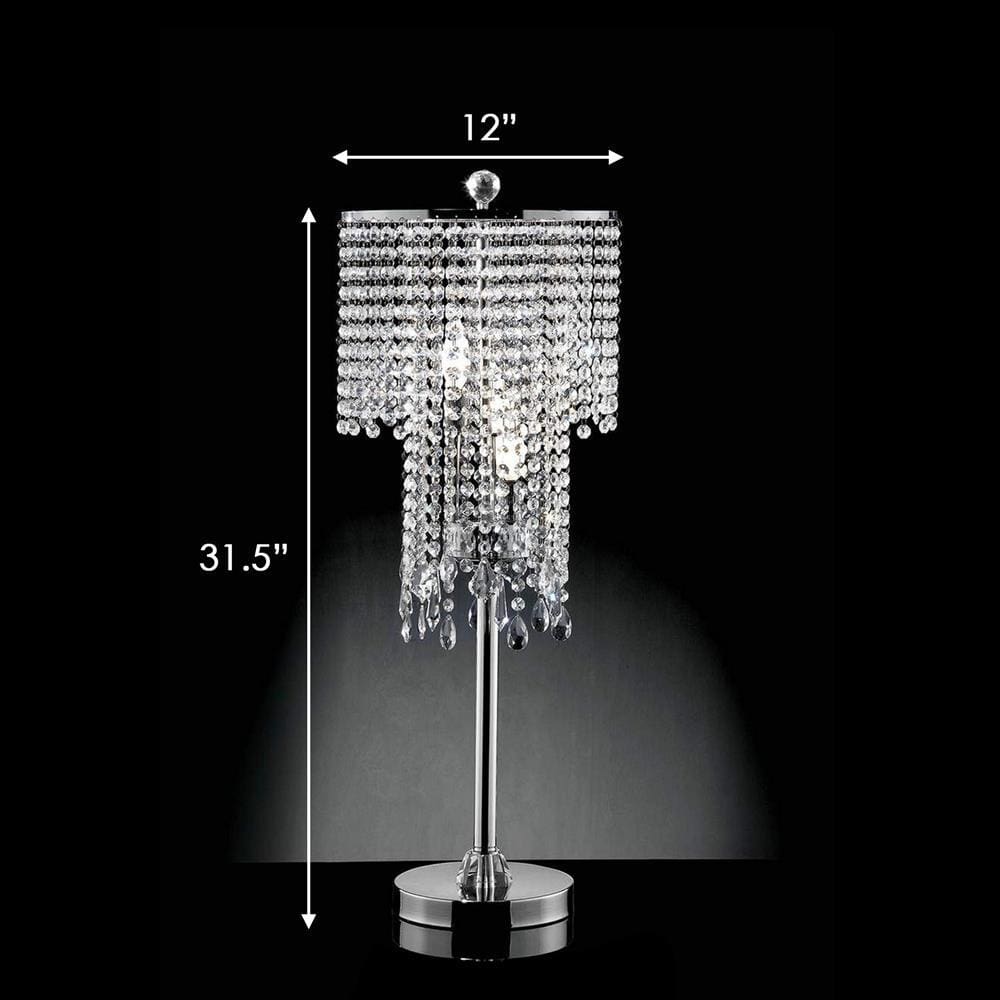 Table Lamp with Droplet Crystal Accents and Sleek Support Silver By Casagear Home BM252772