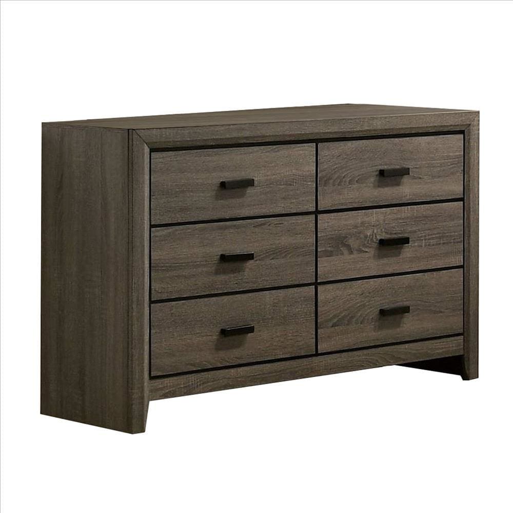 Dresser with Black Rectangular Pulls, Gray By Casagear Home