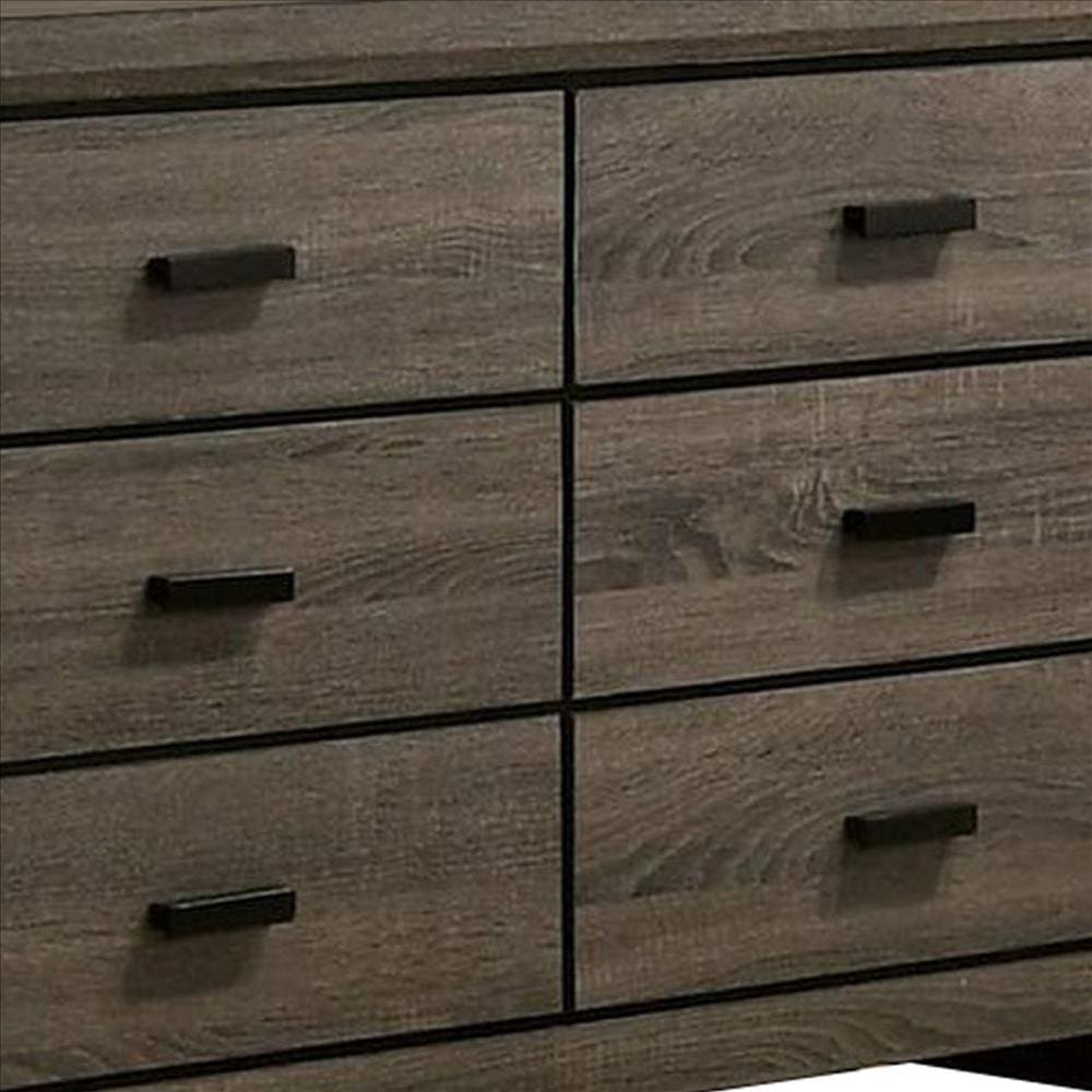 Dresser with Black Rectangular Pulls Gray By Casagear Home BM253015