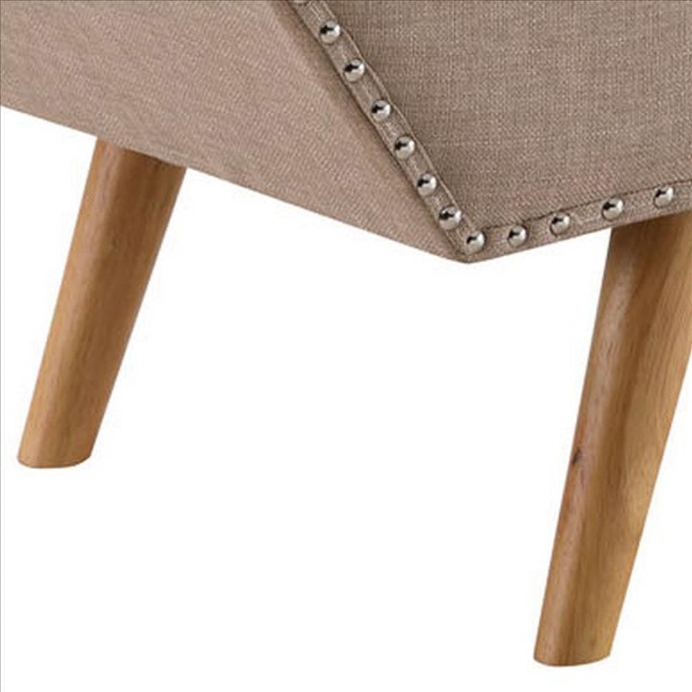 Bench with Button Tufted Details and Nailhead Trim Beige By Casagear Home BM261511