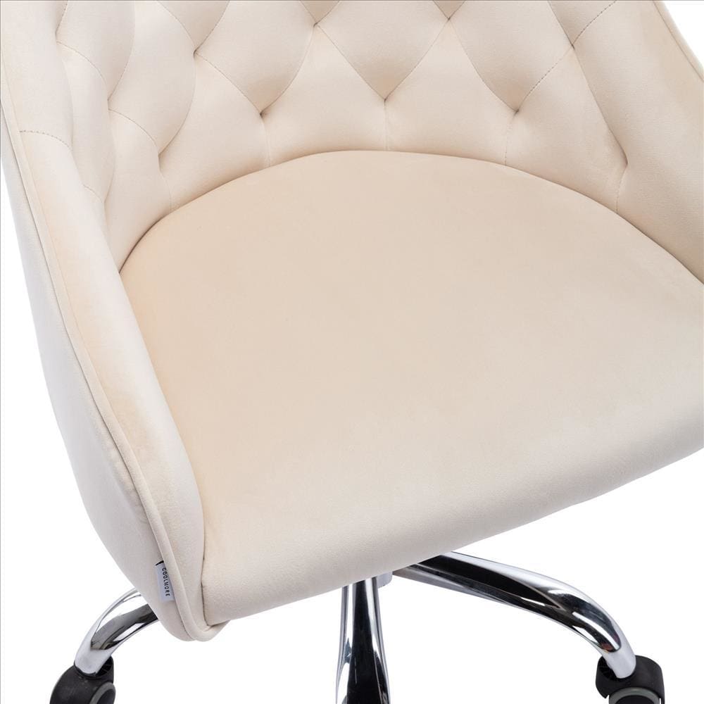 Office Chair with Padded Swivel Seat and Tufted Design Beige By Casagear Home BM261580