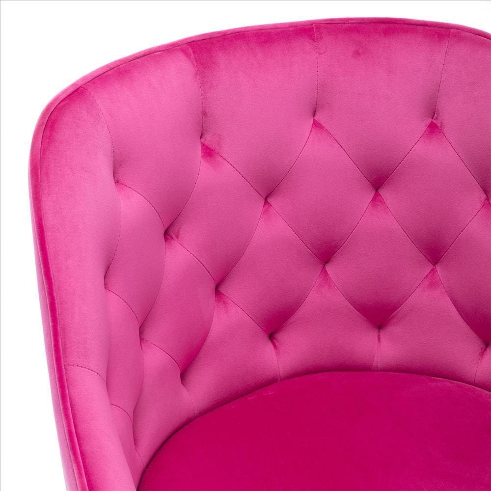 Office Chair with Padded Swivel Seat and Tufted Design Pink By Casagear Home BM261584