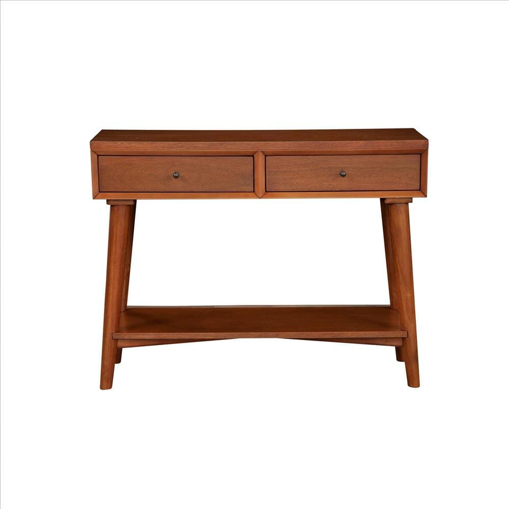 Console Table with 2 Drawers and Angled Legs Brown By Casagear Home BM261864