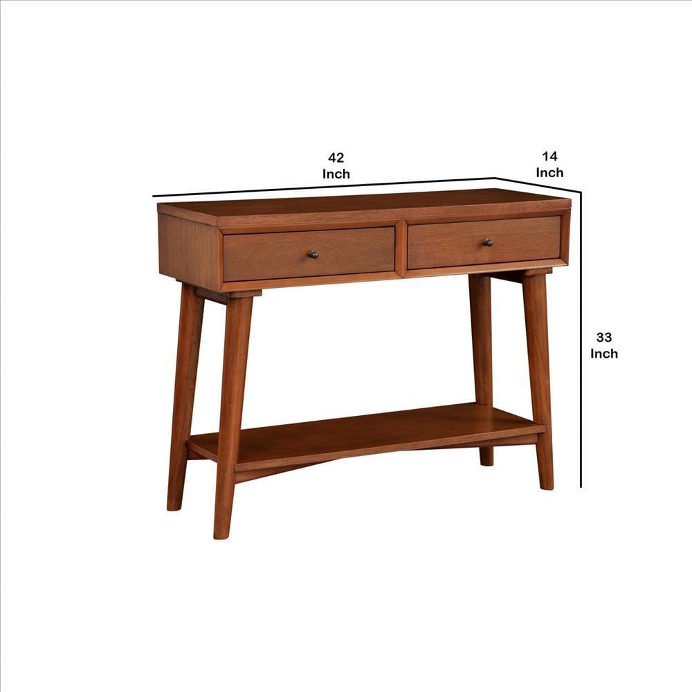 Console Table with 2 Drawers and Angled Legs Brown By Casagear Home BM261864