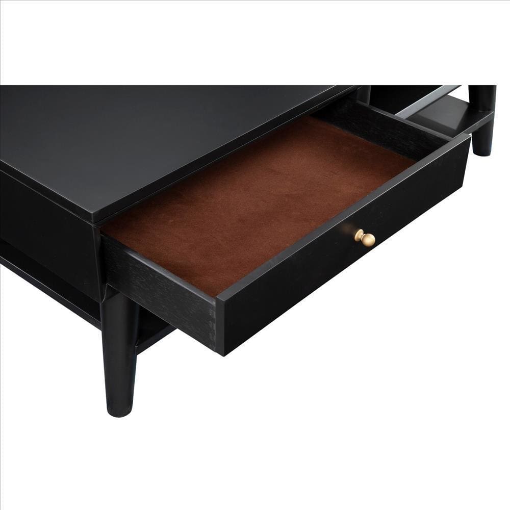 Coffee Table with 1 Drawer and Open Shelf Black By Casagear Home BM261879