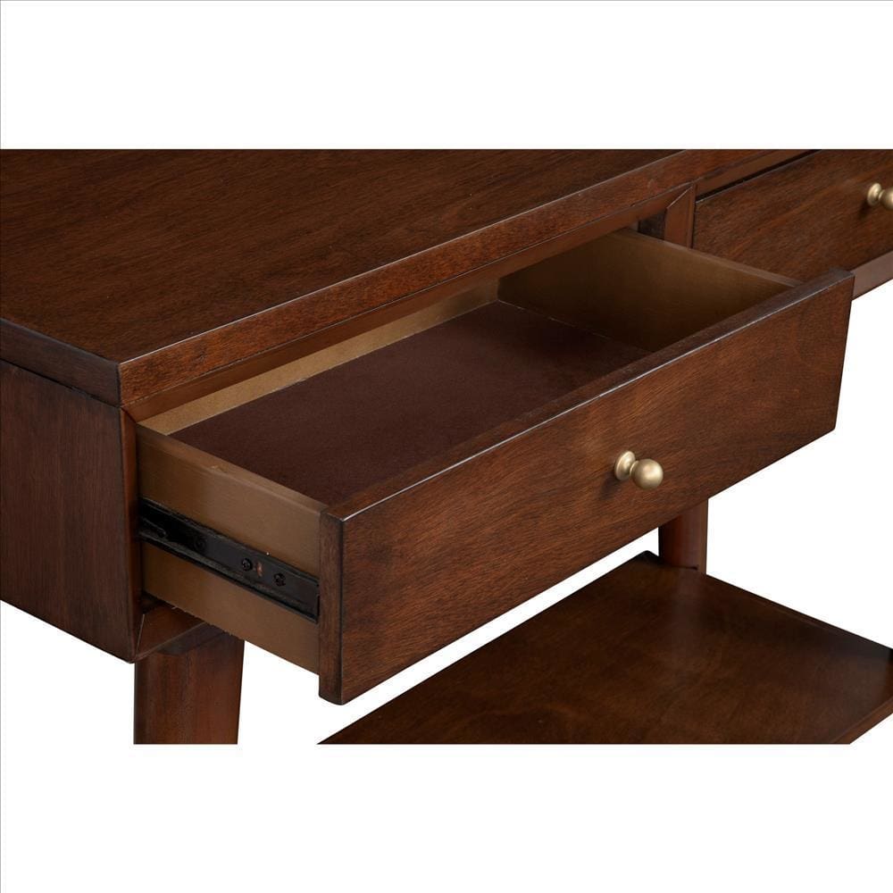 Console Table with 2 Drawers and Angled Legs Walnut Brown By Casagear Home BM261893