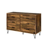 Dresser with 6 Drawers and Butcher Block Pattern, Brown By Casagear Home