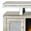 Mirrored TV Stand with LED Fireplace and Remote Silver By Casagear Home BM262195