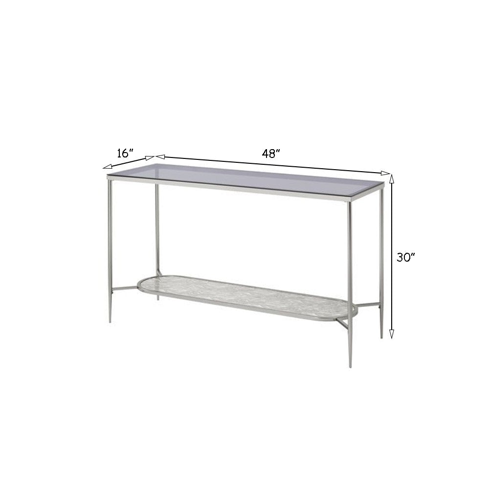 Sofa Table with Textured Obround Shelf Silver By Casagear Home BM262204