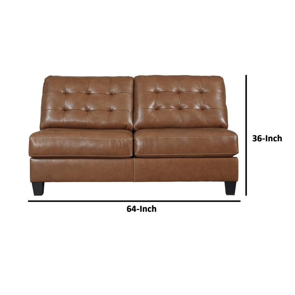 Armless Loveseat with Leatherette and Tufted Back Brown By Casagear Home BM262318