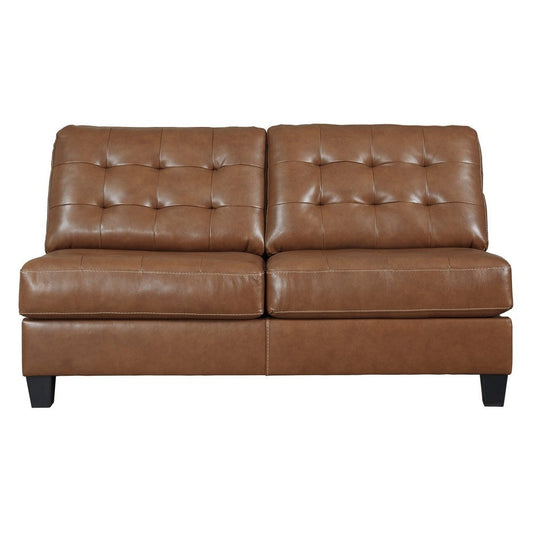 Armless Loveseat with Leatherette and Tufted Back, Brown By Casagear Home