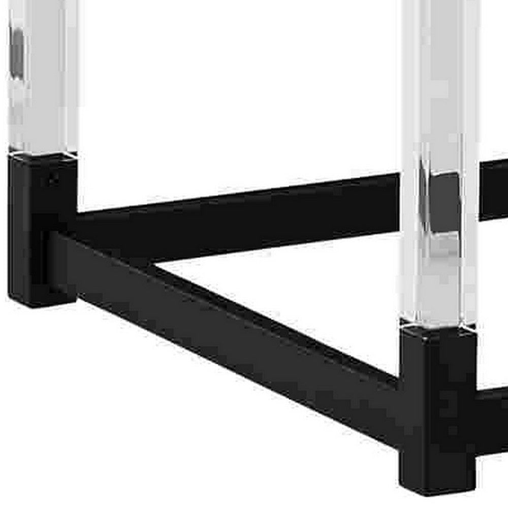 Square End Table with Acrylic Legs and Metal Base Clear By Casagear Home BM262435