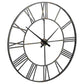 Wall Clock with Sleek Open Metal Frame and Roman Numbers, Antique Silver By Casagear Home