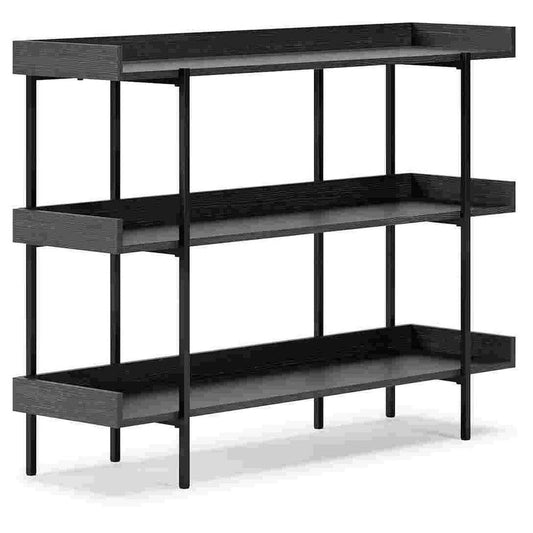 Bookshelf with 3 Tier Design and Metal Legs, Black and Gray By Casagear Home