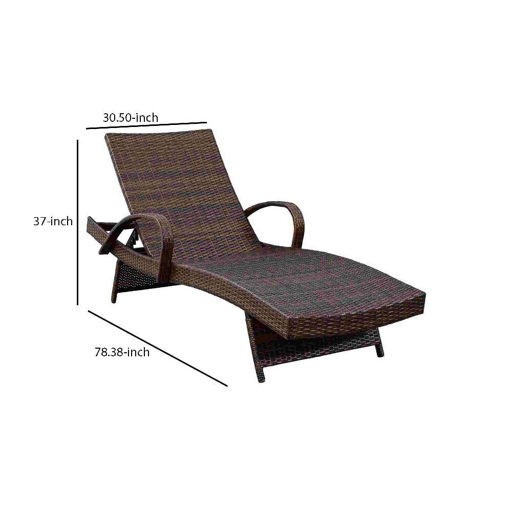 Reclining Chaise Lounge with Wicker Frame Set of 2 Brown By Casagear Home BM262978