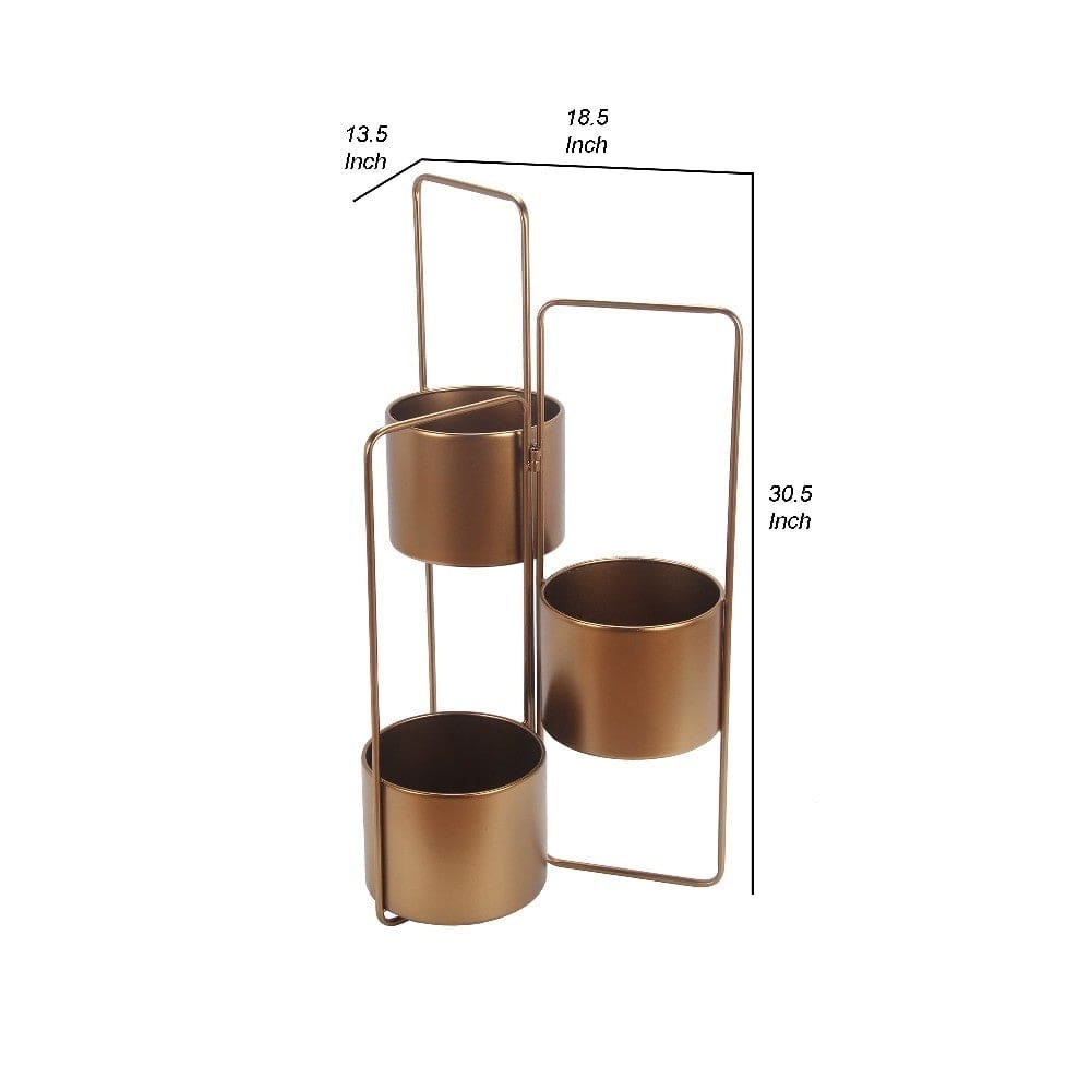 3 Way Metal Planter with Adjustable Hinges Bronze By Casagear Home BM263040