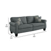 Sofa with Fabric Upholstery and Rolled Design Arms Gray By Casagear Home BM263207