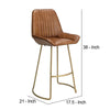 Counter Stool with Leatherette and Metal Sled Base Brown and Brass By Casagear Home BM263639