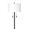 Floor Lamp with Drum Shade and Pull Chain White and Black By Casagear Home BM263652