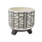 Planter with Geometric Design and Footed Base Set of 2 White By Casagear Home BM263812