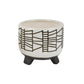 Planter with Geometric Design and Footed Base Set of 2 White By Casagear Home BM263812