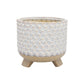 Planter with Textured Design and Footed Base Set of 2 Off White By Casagear Home BM263813