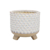 Planter with Textured Design and Footed Base Set of 2 Off White By Casagear Home BM263813