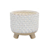 Planter with Textured Design and Footed Base Set of 2 Off White By Casagear Home BM263813