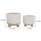 Planter with Textured Design and Footed Base Set of 2 Off White By Casagear Home BM263813