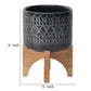 Planter with Wooden Stand and Native Design Small Black By Casagear Home BM263830