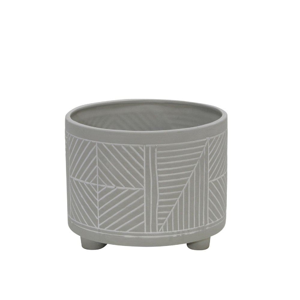 Planter with Round Shape and Lattice Pattern Set of 2 Gray By Casagear Home BM263832