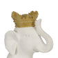 Sitting Elephant Accent Decor with Crown Top White By Casagear Home BM263841