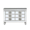 Server with 6 Mirrored Drawers and Medallion Front Silver By Casagear Home BM263895