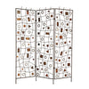 Foldable Metal Screen with Geometrical Design and 3 Panels, Brown - BM26500 By Casagear Home